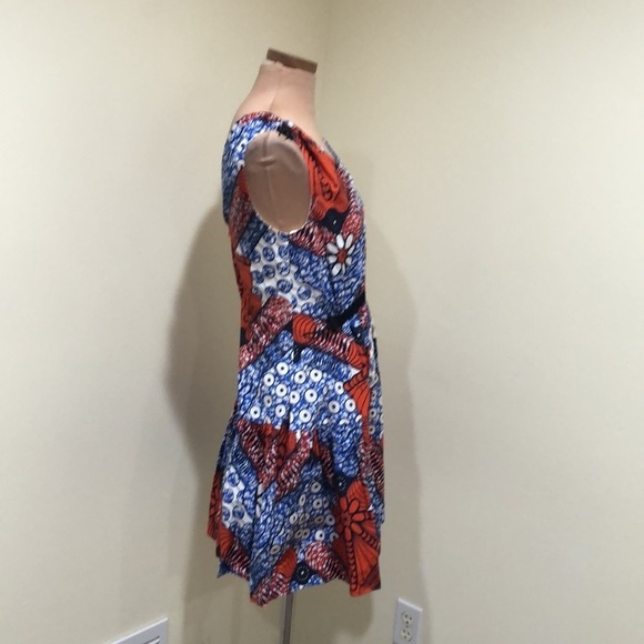 Stella McCartney Dress Size 36 US 2 Blue Red Floral Geometric Print - Picture 6 of 13